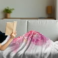 thumbnail image 3 of Almond Blossom Soft Flannel Fleece Throw Blanket, Cherry Flowers Outline Watercolor Paint Stain Background, Cozy Plush for Indoor and Outdoor Use, 50" x 70", Pale Pink Vermilion, by Ambesonne, 3 of 5