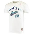 thumbnail image 2 of Men's Mitchell & Ness John Stockton White Utah Jazz Hardwood Classics Stitch Name & Number T-Shirt, 2 of 3