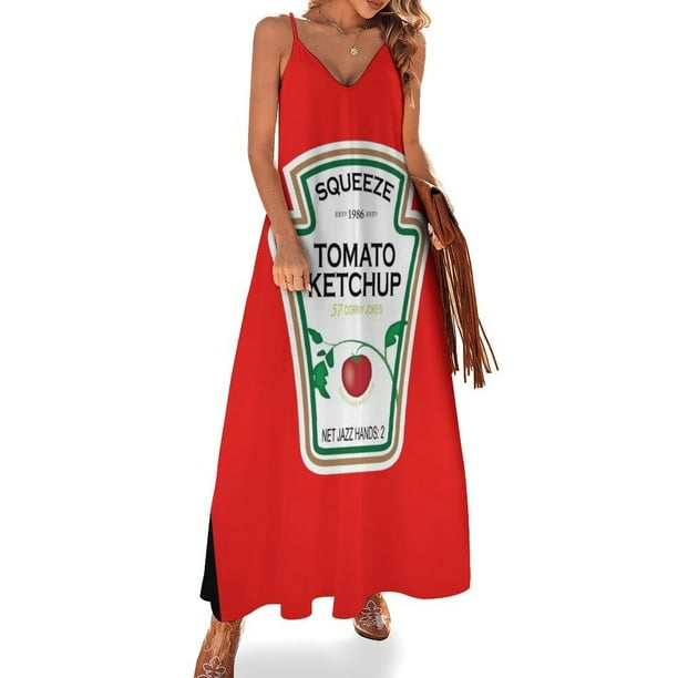 Vestido sin mangas con etiqueta de ketchup divertida Ropa de mujer ropa mujer vestido vestido de noche mujer