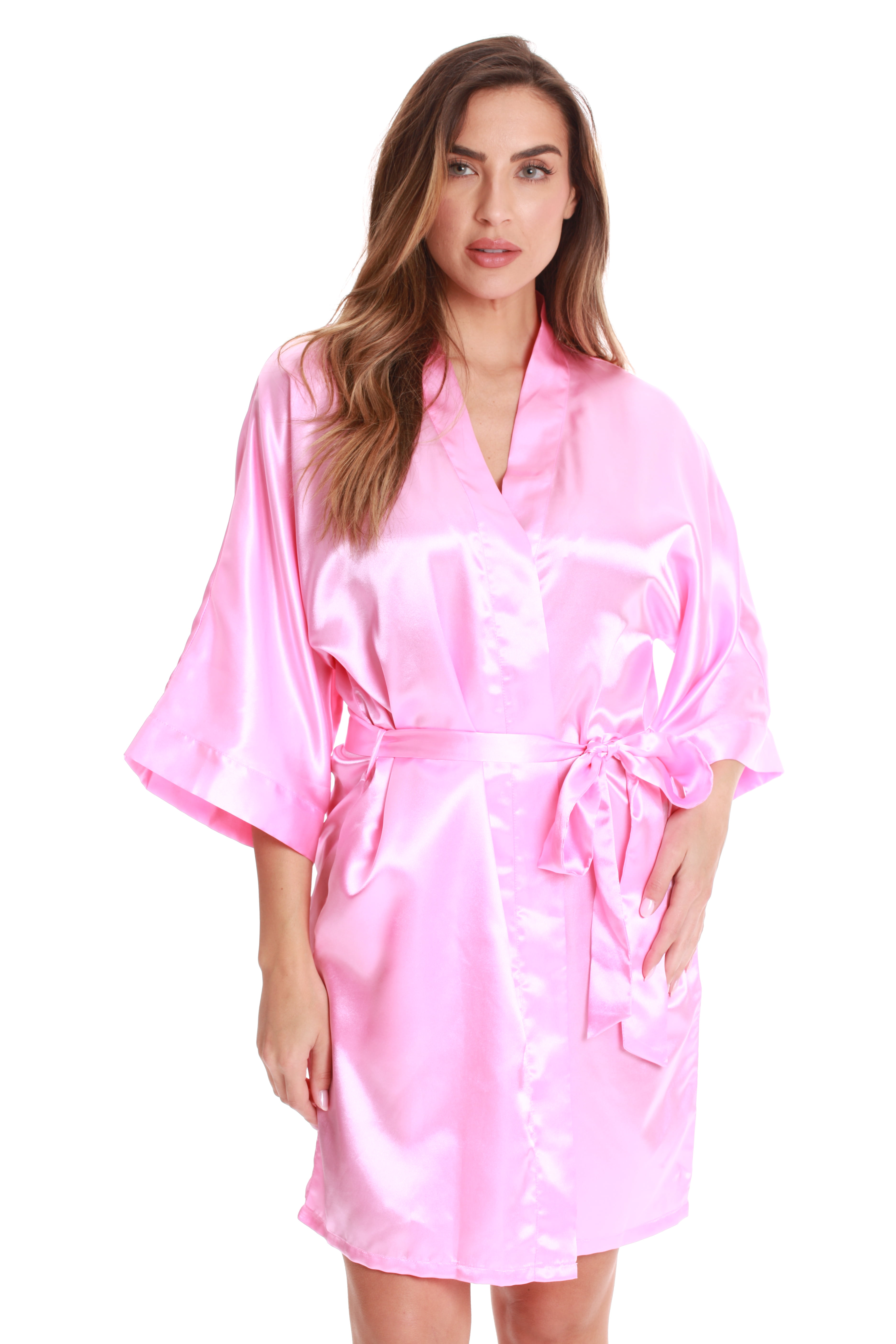 Womens Satin Solid Kimono Robe 6756 ...