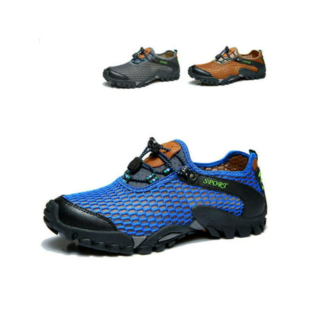 Men Lycra Mesh Breathable Outdoor Shock Absorption Hiking Shoes Running (Best Shock Absorbing Sneakers)