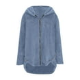 thumbnail image 3 of Admvng Fleece Jacket Women Warm Loose Long Sleeve Zipper Hooded Fuzzy Jacket Winter Coats for Women S-2XL, 3 of 5