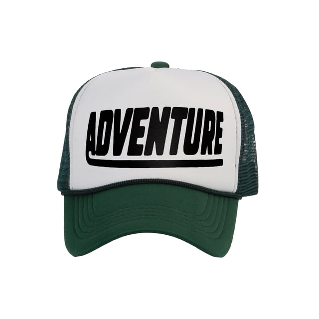 Men's Adventure Hat Outdoor Trucker Cap, White/Forest Green