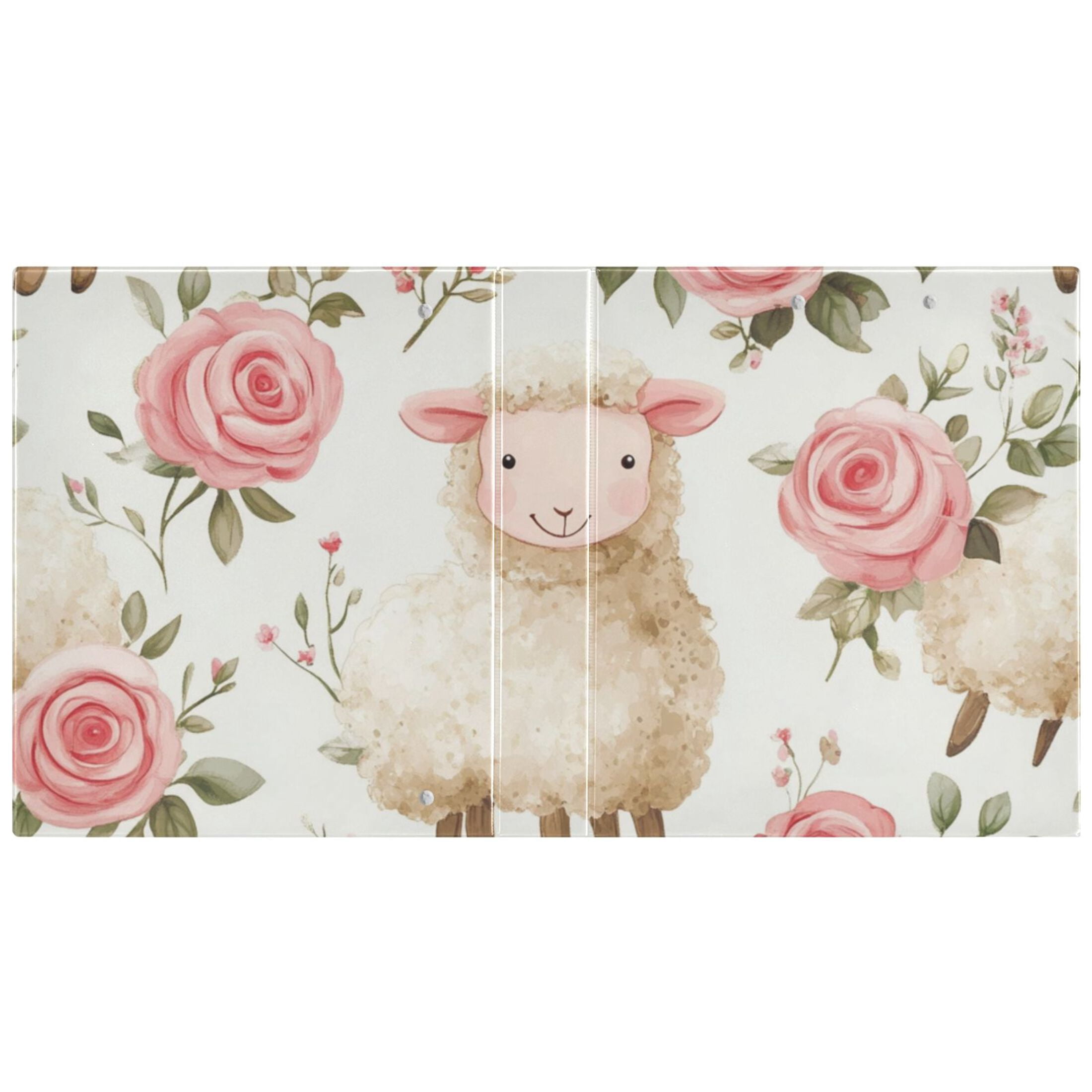 Sheeps Roses Floral 3 Ring Binders 1.5 inch Hardcover File Folders with Interior Pockets A4 Size Organizer for School Office Hospital