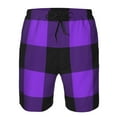 thumbnail image 4 of Disketp Men'S Swim Trunks Hawaiian Breathable Surf Beach Swimsuits Mesh Lining Beach Shorts With Pockets-Purple Buffalo Plaid, 4 of 9