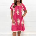 thumbnail image 4 of RWJDXD Robes d'Été Amples et Confortables pour Femmes, Imprimé Floral Bohème Tendance, Robe Longue à Manches Longues, 4 of 6