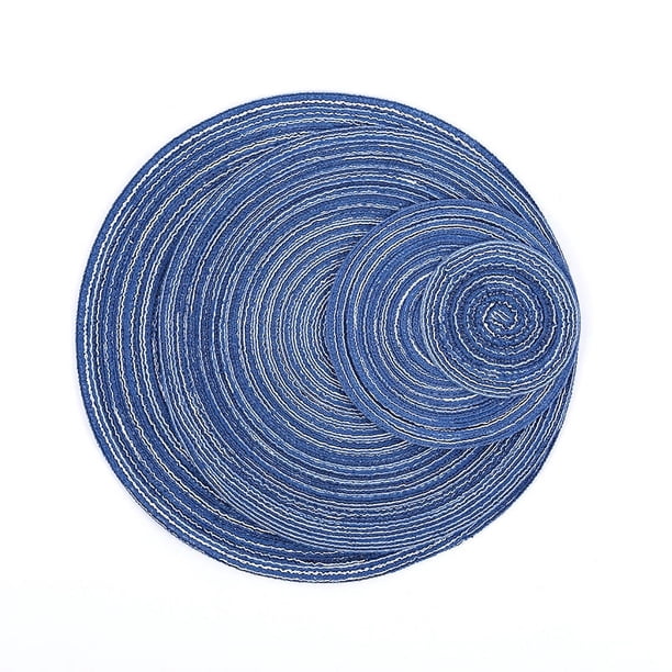 Mantel redondo de algodón y ramio para mesa de comedor, estilo occidental, hecho a mano, antideslizante, para platos de sopa, cuencos, tazas y aislamiento