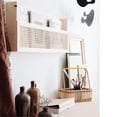 thumbnail image 3 of Wooden Magazine Wall Rack With Rattan File Holder Hanging File Rattan Bookcase Wooden Mail Organize, 3 of 5