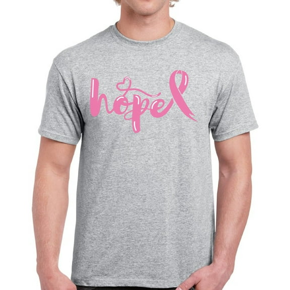 Hope Pink Ribbon Breast Cancer Awareness TShirt for Men Awareness Mens T-Shirt - S M L XL 2XL 3XL 4XL 5XL Graphic Tee - Support Gift Top Shirt for Him