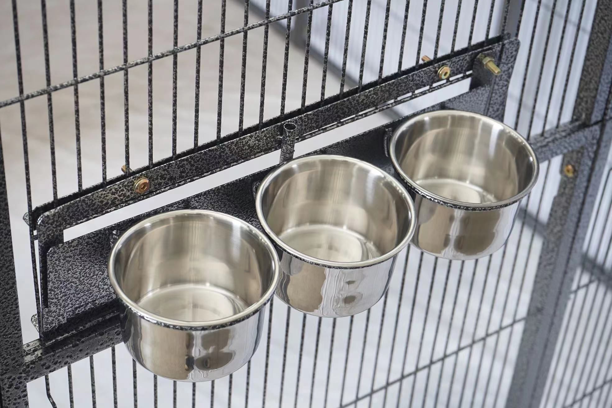 Seny Stainless Steel 3-Cup Bird Feeder with Swivel Gate, Multi-Bird Capacity