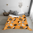 thumbnail image 6 of KLL Bold Black and White Leaves Orange Print Fleece Throw Blanket, Horizontal Fleece Bedding Cute Soft Blankets Comfy Fleece Flannel Plush Home Decor for Couch & Bed -40"x30", 6 of 9