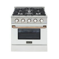 30 in. 4.2 cu. Dual Fuel Range Natural Gas in Silver Gold Handle Rings and Knobs