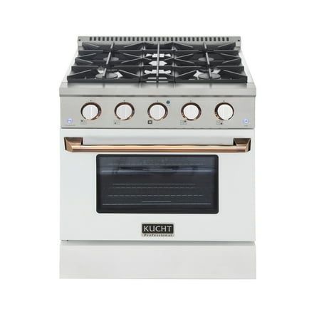 30 in. 4.2 cu. Dual Fuel Range Natural Gas in Silver Gold Handle Rings and Knobs