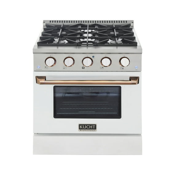 30 in. 4.2 cu. Dual Fuel Range Natural Gas in Silver Gold Handle Rings and Knobs