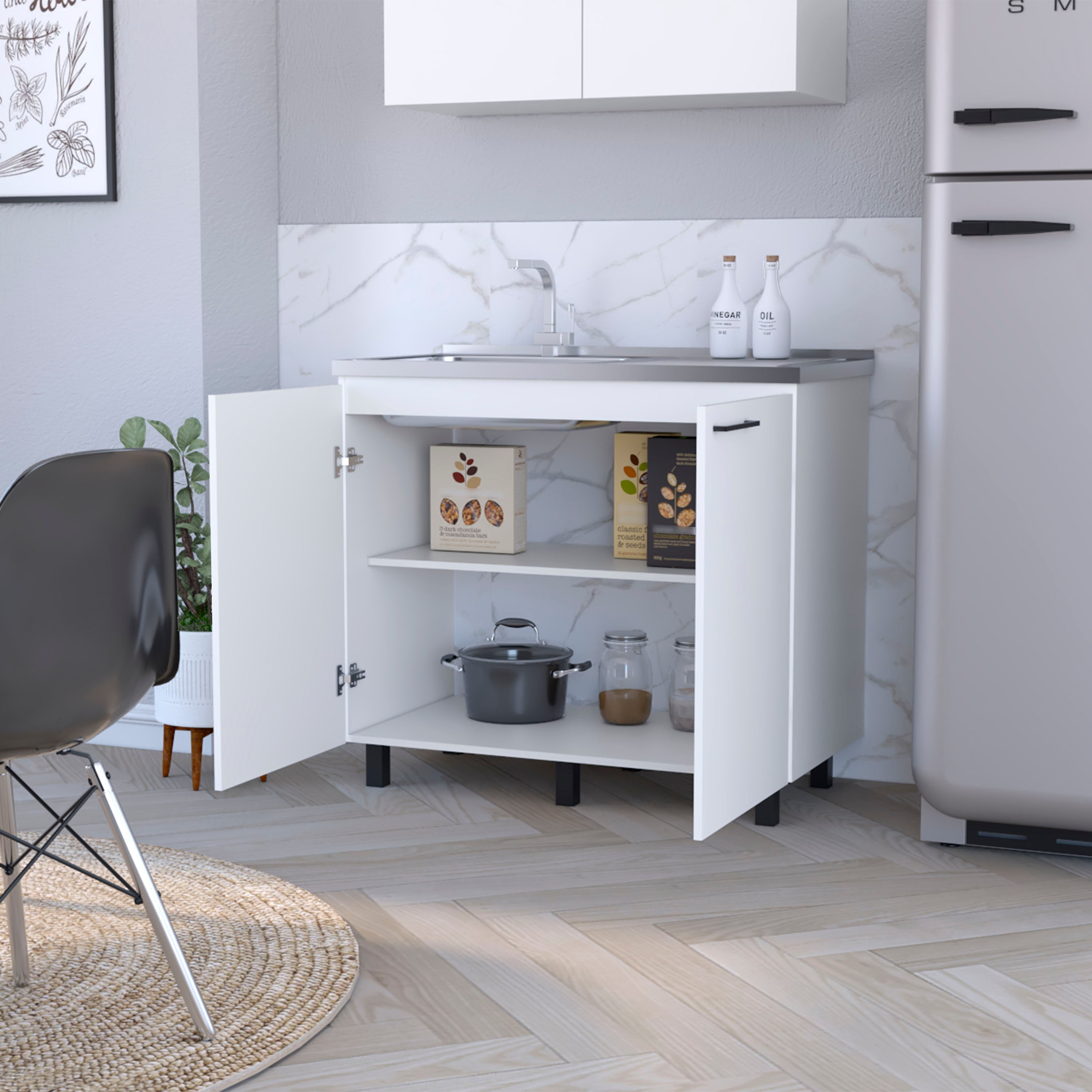 White 2 Utility Sink and Cabinet
