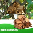 thumbnail image 6 of COCEQUC Outside Wooden Bird Houses Hanging 6 Hole Handmade House Bird Yard Natural P2R0, 6 of 8