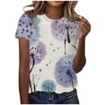 thumbnail image 1 of TSADFHJI Hauts de Vacances pour Femmes Grande Taille T-Shirt à Imprimé g pour Femme Col Rond Manches Courtes Haut Manches Courtes, 1 of 5
