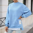 thumbnail image 2 of Fiaer Womens Sweatshirts Crew Neck Side Zipper Pullovers Long Sleeve Loose Fit Casual Trendy Solid Color Plus Size Tops Sky Blue XL, 2 of 5