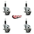 thumbnail image 2 of 3 Inch Semi Steel Swivel 1-1/8 Inch Expanding Stem Caster Set with Brake SCC, 2 of 2