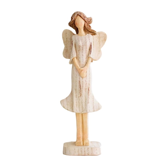 Figura de ángel, estatua de niña, ala, querubín, figuras, obra de arte nórdica, pintada a mano para Estilo E