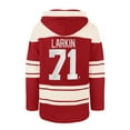 thumbnail image 3 of Men's '47 Dylan Larkin Red Detroit Red Wings Captain Patch Player Name & Number Lacer Pullover Hoodie, 3 of 3