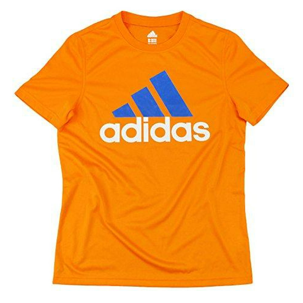 Adidas Youth Boys Brand Logo Shirt Tee Top Orange / Blue / White
