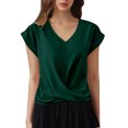 thumbnail image 3 of Kcolen Women's Dressy Casual Blouses To Wear with Jeans Summer Solid Color Short Sleeve T-Shirts V Neck Comfy Trendy Pullovers Loose Fit Fashion Blouse for Women, 3 of 6