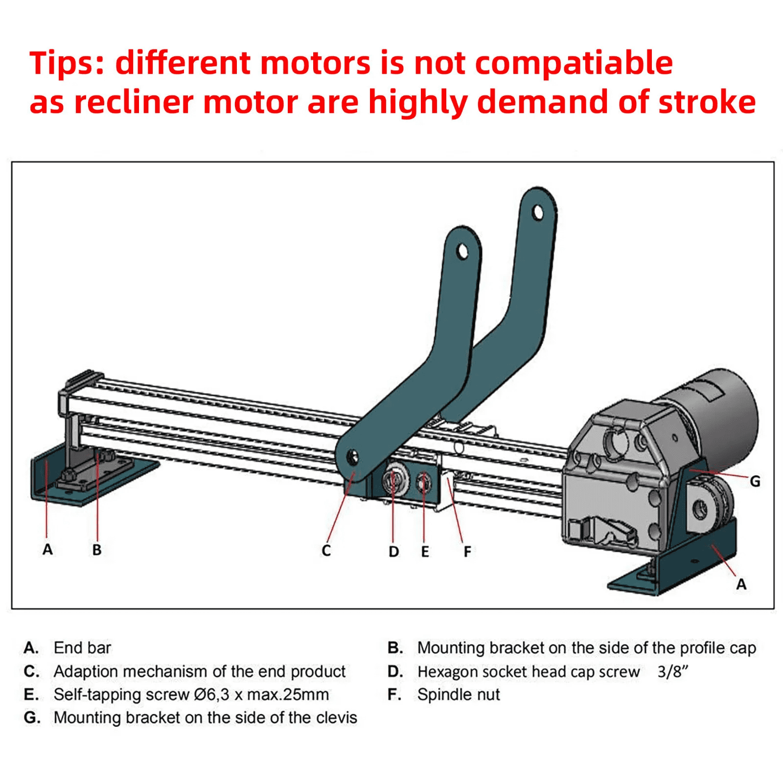 Okin JLDQ-11 Linear Actuator Motor Model JLDQ.11.156.333K Replacement for Power Recliner Sofa Lift Chair