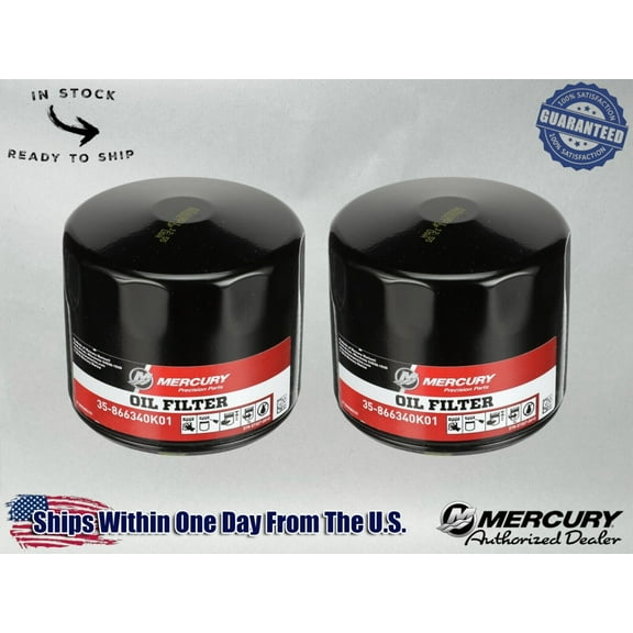 Mercury OEM MerCruiser Oil Filter for Sterndrive and IB Engines 866340K01-2PACK