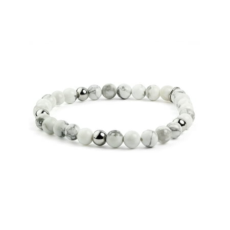White Dial Stainless Steel Bracelet - Stainless Steel White Turquoise Beaded Bracelet