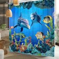 thumbnail image 4 of Blue Ocean Dolphin Shower Curtains for Kids Sea Life Bathroom Decor Tropical Fish Coral Reef Shower Curtain Funny Bathroom Decor Polyester Fabric Waterproof 72x72 Inch with Hooks, 4 of 6