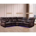 thumbnail image 2 of GOOEEN Power Reclining Sofa Brown Faux Leather Living Room Set Bluetooth Speaker, 2 of 8