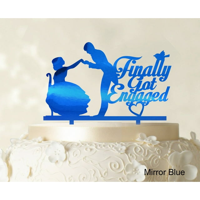Finally Got Engaged Couple Cake Topper Wedding Cake Topper Color Option Available 6-8 Inches Wide
