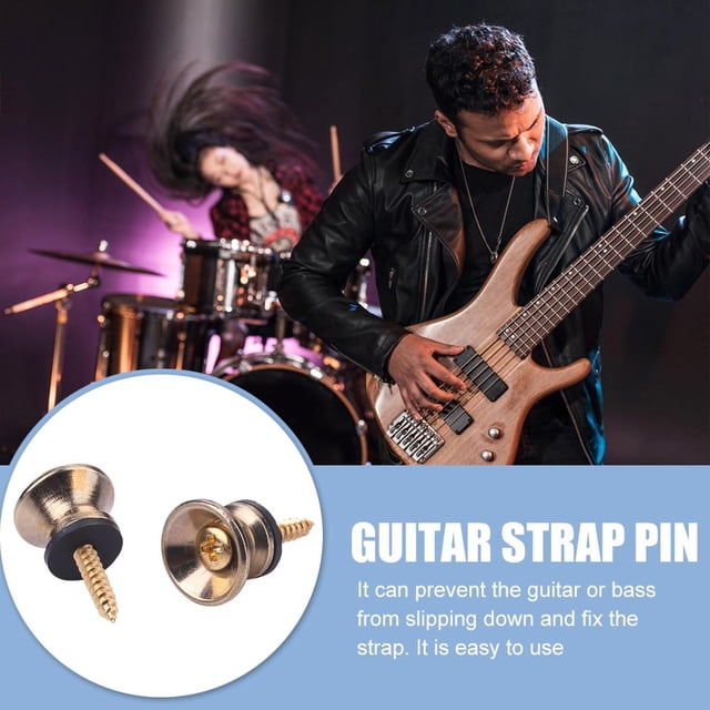 2x Clavijas de guitarra Correa antideslizante Hebilla Pin de bloqueo para ukelele bajo (Oro) Likrtyny Para Estrenar