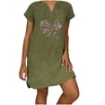 thumbnail image 1 of Robes Grande Taille pour Femmes Imprimé Cœur Col en V Mini Robe Ample Fendue sur le Côté Manches Courtes Robe d'Été, 1 of 6