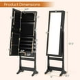 thumbnail image 2 of Standing Jewelry Armoire, Lockable Jewelry Cabinet with Full Length Mirror, LED Lights, 4 Tilt Angle Adjustable, Mirror with Jewelry Storage, Standing Jewelry Organizer with Drawers, Black, 2 of 8