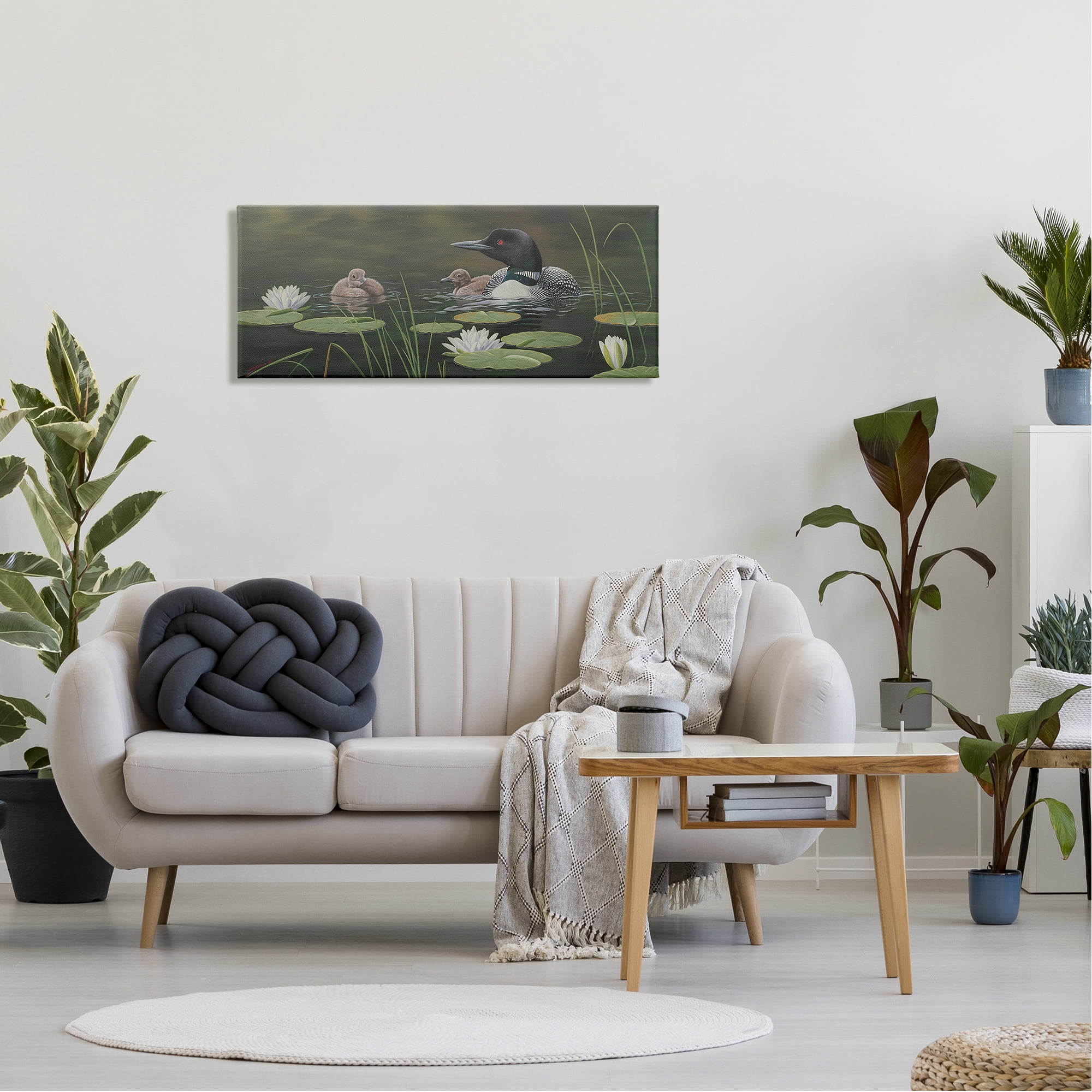 Stupell Industries Duck Family in Pond Animals & Insects Painting Gallery Wrapped Canvas Print Wall Art, 40 x 17