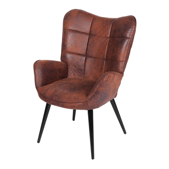 TacleeKii Mid-Century Modern Accent Chair - Sturdy Metal Legs, Brown