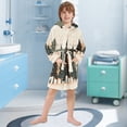 thumbnail image 5 of FORMRS Niños Bathrobe Unisex Hooded Robe Soft Plush Pajamas Sleepwear, Size 7-9T, Beige Christmas Trees, 5 of 7