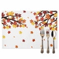 thumbnail image 2 of Maple Leaf Placemats Set of 12 Fall Autumn Leaves Heat Insulated Linen Place Mats, Washable Stain-Proof Table Mats for Dining Tables Holiday Decor 13x19inch, 2 of 9