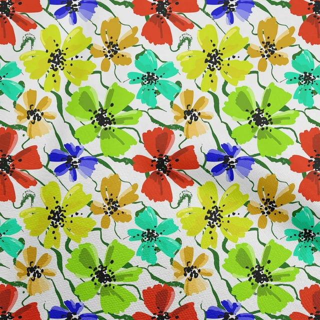 oneOone Georgette Viscose Light Green Fabric Floral Sewing Material Print Fabric By The Yard 42 Inch Wide