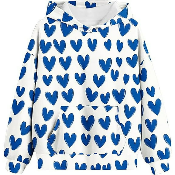 WEIYLL Girl's Hoodies Teen Like Heart Print Shirts Outfits Tween Cute Fashion White Fall Activewear 2-3 Years