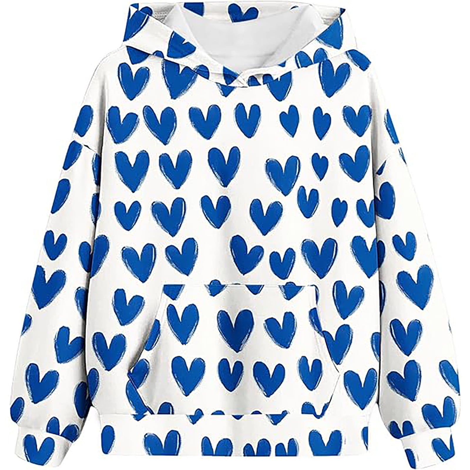 Byoo Allover Graphic Hoodie Sweatshirt for Infant Girl Soft Oversize Long Sleeve Pullover Hoody Sweatshirts With Pocket White