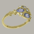thumbnail image 3 of LBG British Made 9k Yellow Gold Natural Diamond & Tanzanite Womens Anniversary Ring - 33 size options - Size 6.75, 3 of 6