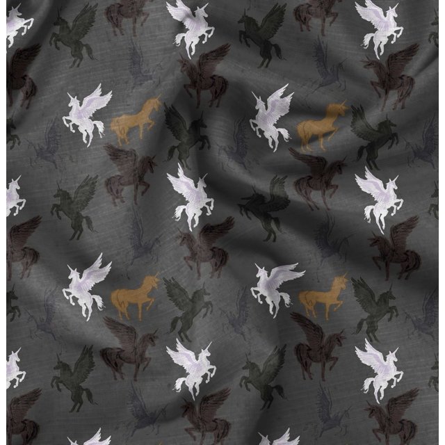 Soimoi Tissu Poly Georgette Imprimé Animal Licorne au Mètre 42 Pouces de Large