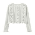 thumbnail image 4 of Posijego Toddler Girls Bolero Cardigan Sweater Little Girls Knit Long Sleeve Button Cover up Cropped Tops, 4 of 7