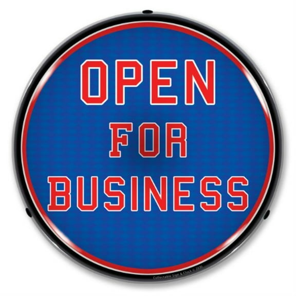 Collectable Sign and Clock Open For Business LED Lighted Premium Sign