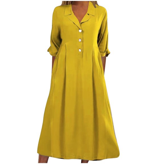 Tumotour Summer Dress for Women Homecoming Dresses Maxi Dress for Women T-Shirt Dress Women's Fashion Solid Color Casual Summer Short Sleeve V-Neck Dress