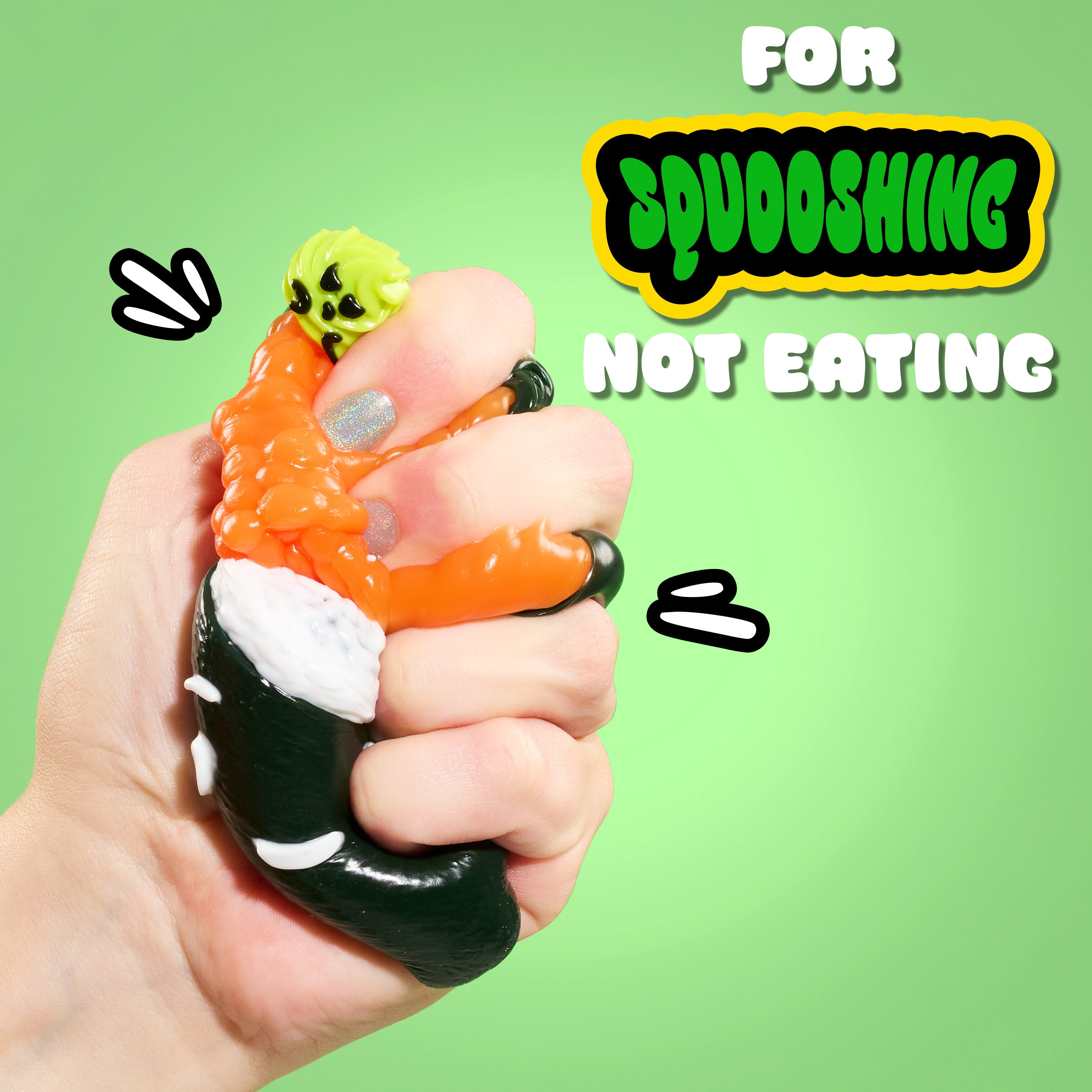 Ooey Gooey Mooshi Sushi Goomaki Squishy Sushi Toy, Stretchy Sensory Fidget Toy for Kids Ages 3+