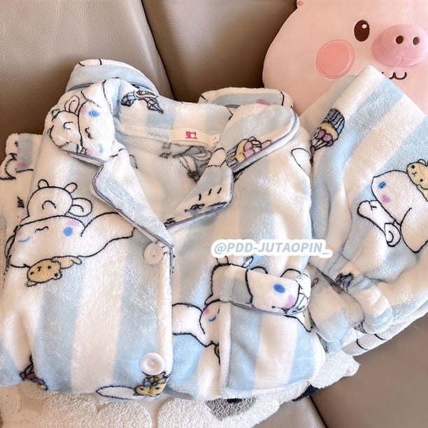 Sanurgent, cárdigan de felpa de dibujos animados para mujer, ropa de casa Cinnamoroll, ropa de dormir suave, ropa de dormir Kouromi Y-fj2pcszhangyuxiang zhangyuxiang unisex